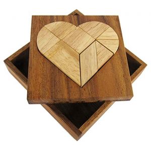 Herz-Holzpuzzle, Tangram-Legespiel mit 9 Teilen